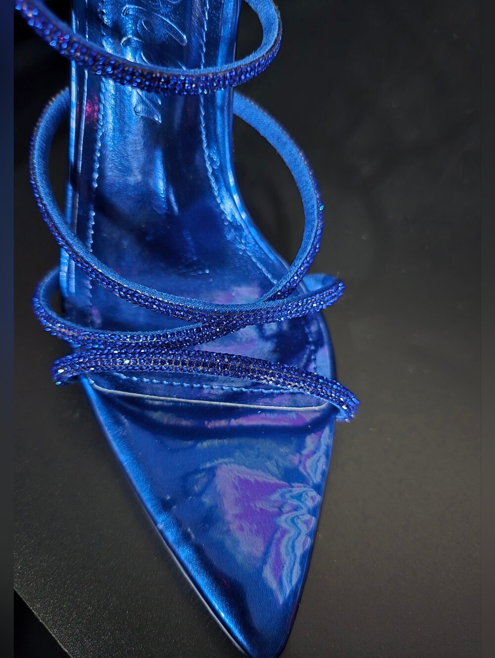 NETTLE - Electric Blue Rhinestone Heels by CAPE ROBBIN - Picture 14 of 15